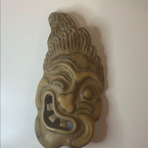 winking Buddha Wood mask hand carved